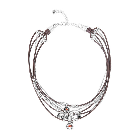 uno de 50 the crew metal necklace in leather clad with silver
