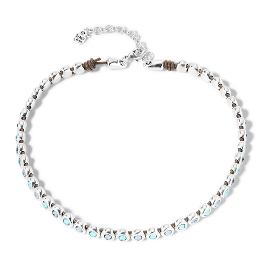 uno de 50 magic touch metal necklace in leather clad with silver and  swarovski� elements