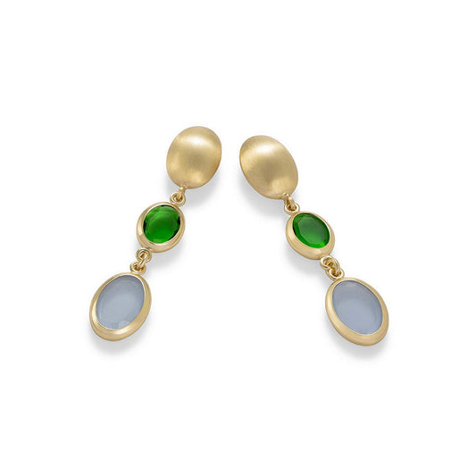 aquaforte caramelle ovali pendant earrings with two different  faceted venitian glass