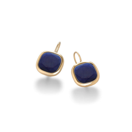 aquaforte caramelle reverse lever earrings with satin blue glass paste