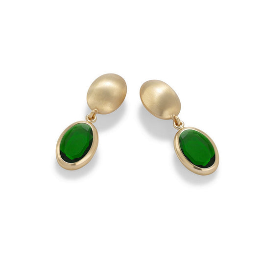 aquaforte caramelle ovali pendant earrings with bottle-green  faceted venitian glass