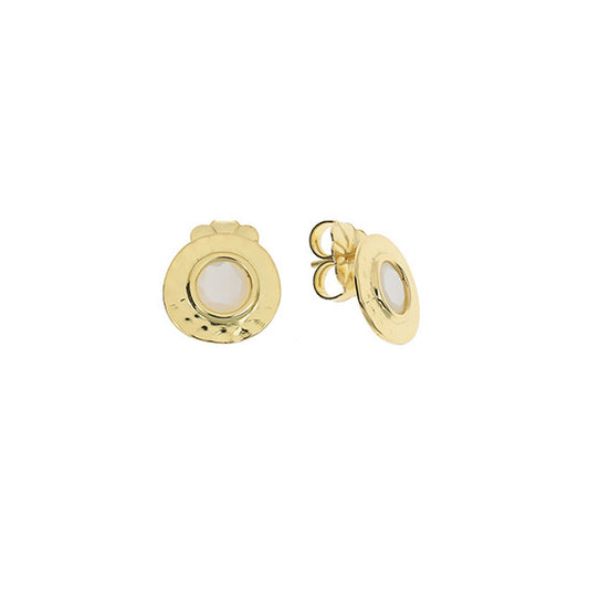 aquaforte nuova retro mother of pearl round inset earrings