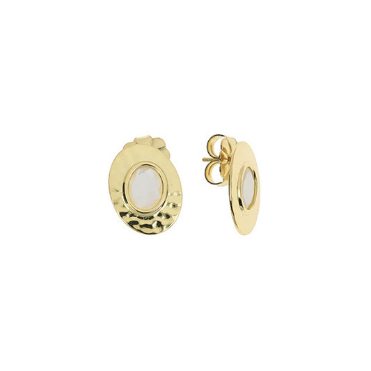aquaforte nuova retro mother of pearl round inset earrings