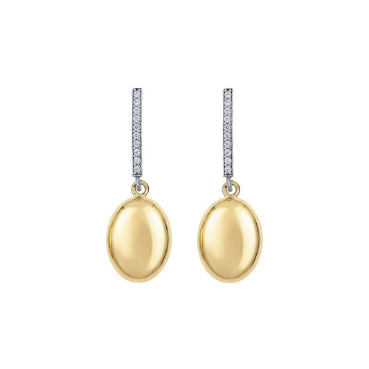 aquaforte i bicolore  polished large oval with curved encrusted cz earrings