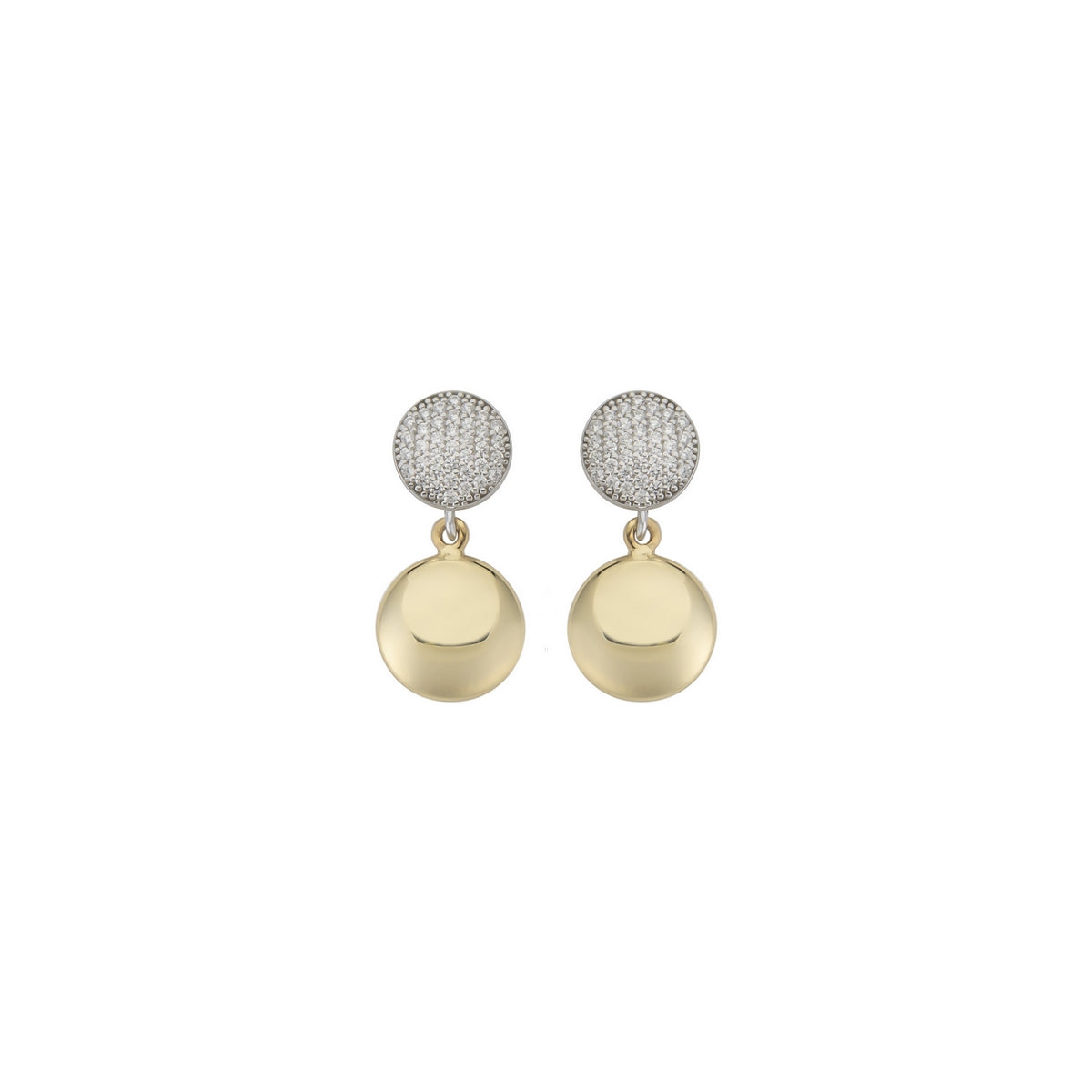 aquaforte i bicolore dangling earrings with pave' cubic zirconia