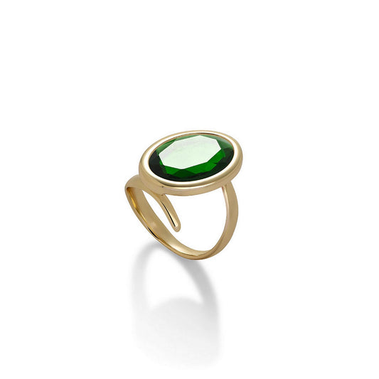 aquaforte caramelle ovali ring with bottle-green  faceted venitian glass