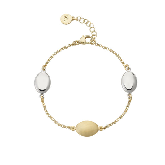 aquaforte oval 23ct gold plate and silver rhodium plated bracelet