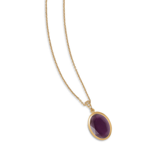 aquaforte caramelle ovali necklace with big amethyst faceted venitian glass pendant