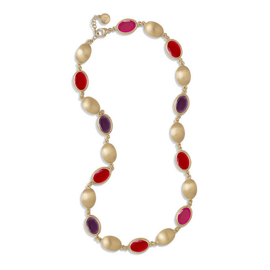 aquaforte caramelle ovali precious necklace with red tones faceted venitian glass