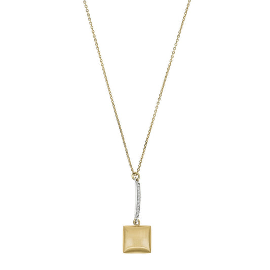 aquaforte i bicolore  brushed small square with curved encrusted cz pendant