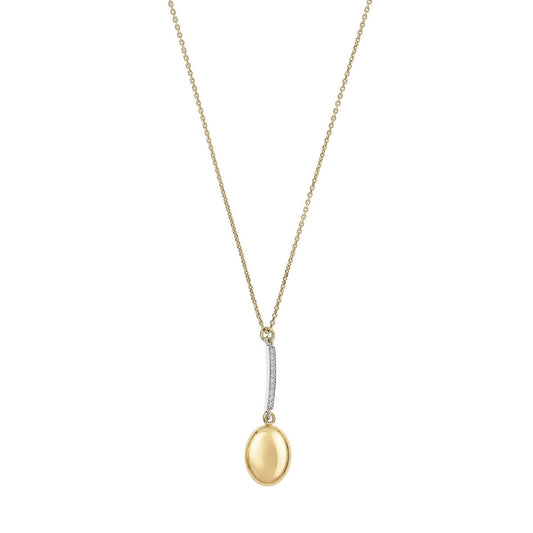 aquaforte i bicolore  polished small oval with curved encrusted cz pendant