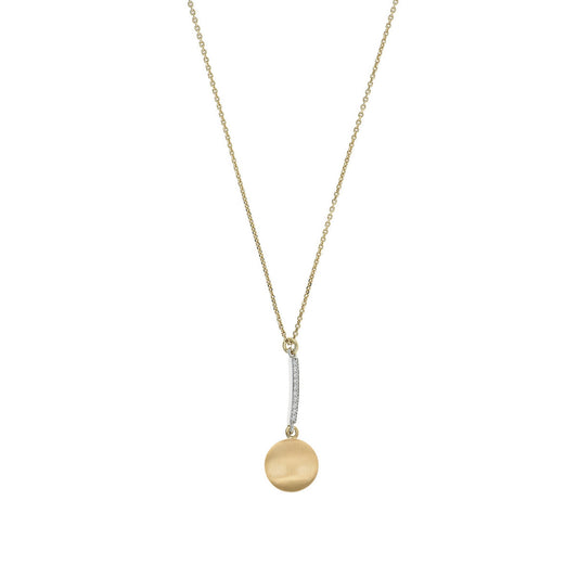 aquaforte i bicolore  brushed small round with curved encrusted cz pendant