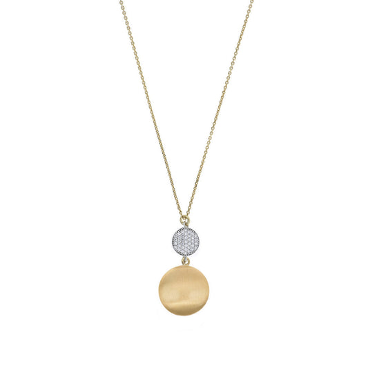 aquaforte i bicolore  brushed large round with round encrusted cz pendant