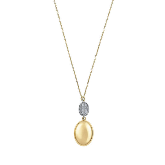 aquaforte i bicolore  polished large oval + small oval encrusted cz pendant
