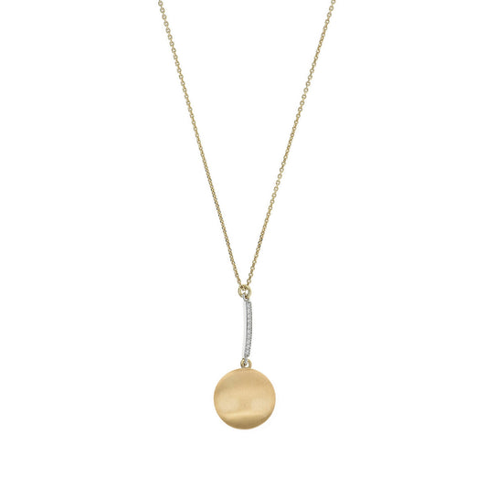 aquaforte i bicolore  brushed large round with curved encrusted cz pendant