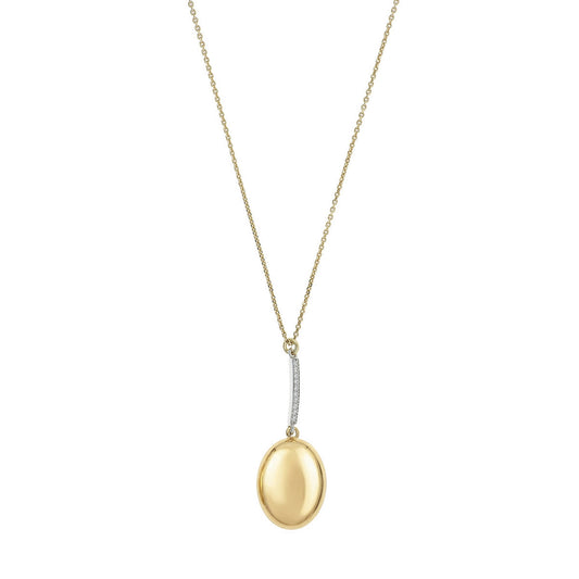 aquaforte i bicolore  polished large oval with curved encrusted cz pendant