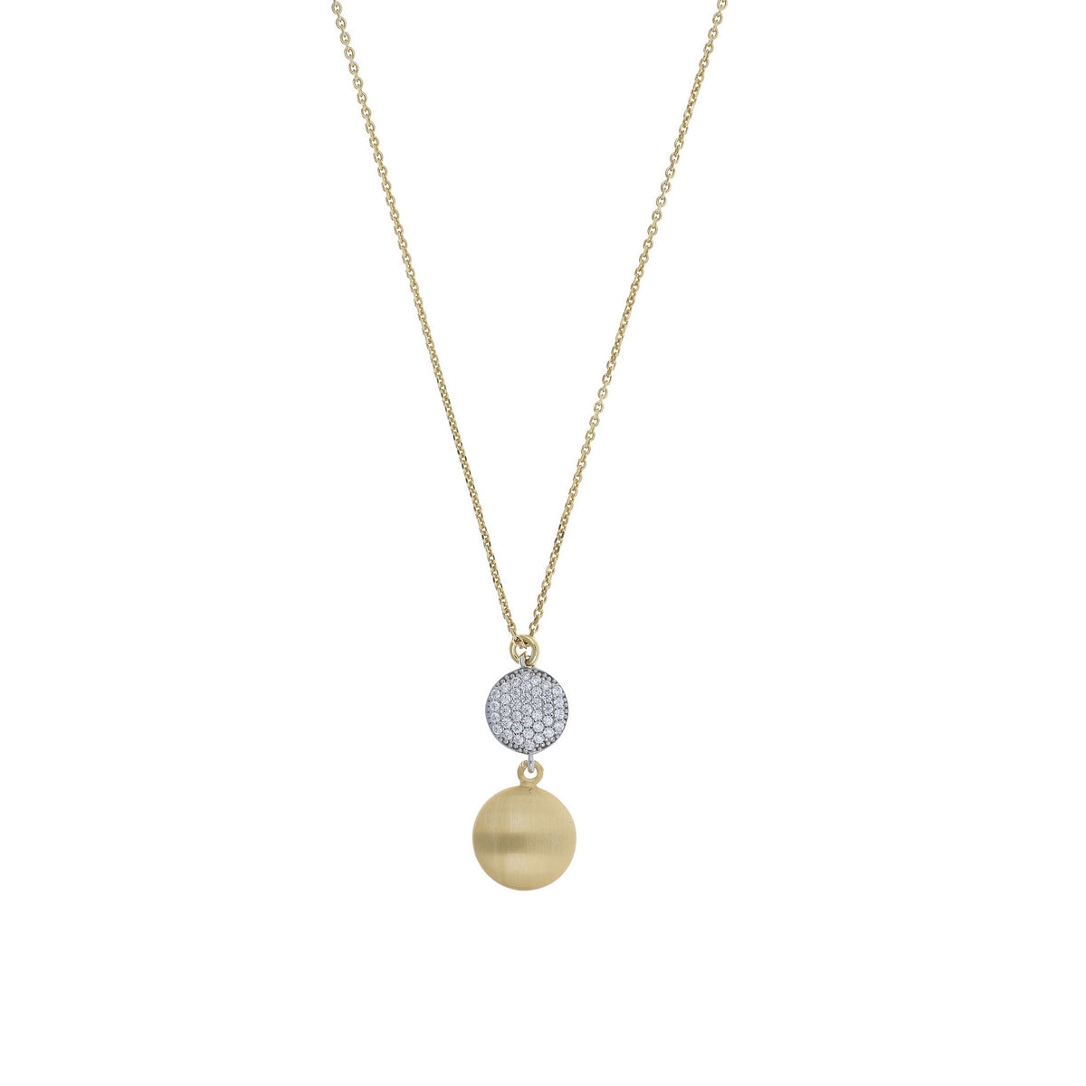 aquaforte i bicolore necklace with pave' cubic zirconia