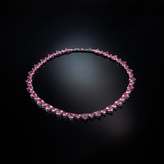 chiara ferragni pink infinity love diamond rose heart stones necklace 40cm +1.5cm