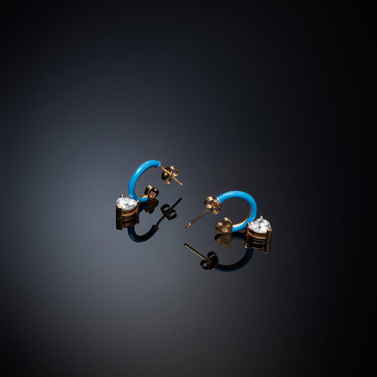 chiara ferragni love parade blue enamel  huggie earring