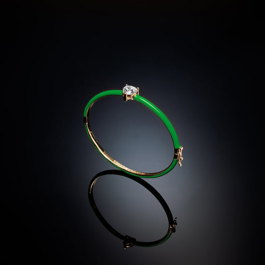 chiara ferragni love parade green enamel bangle