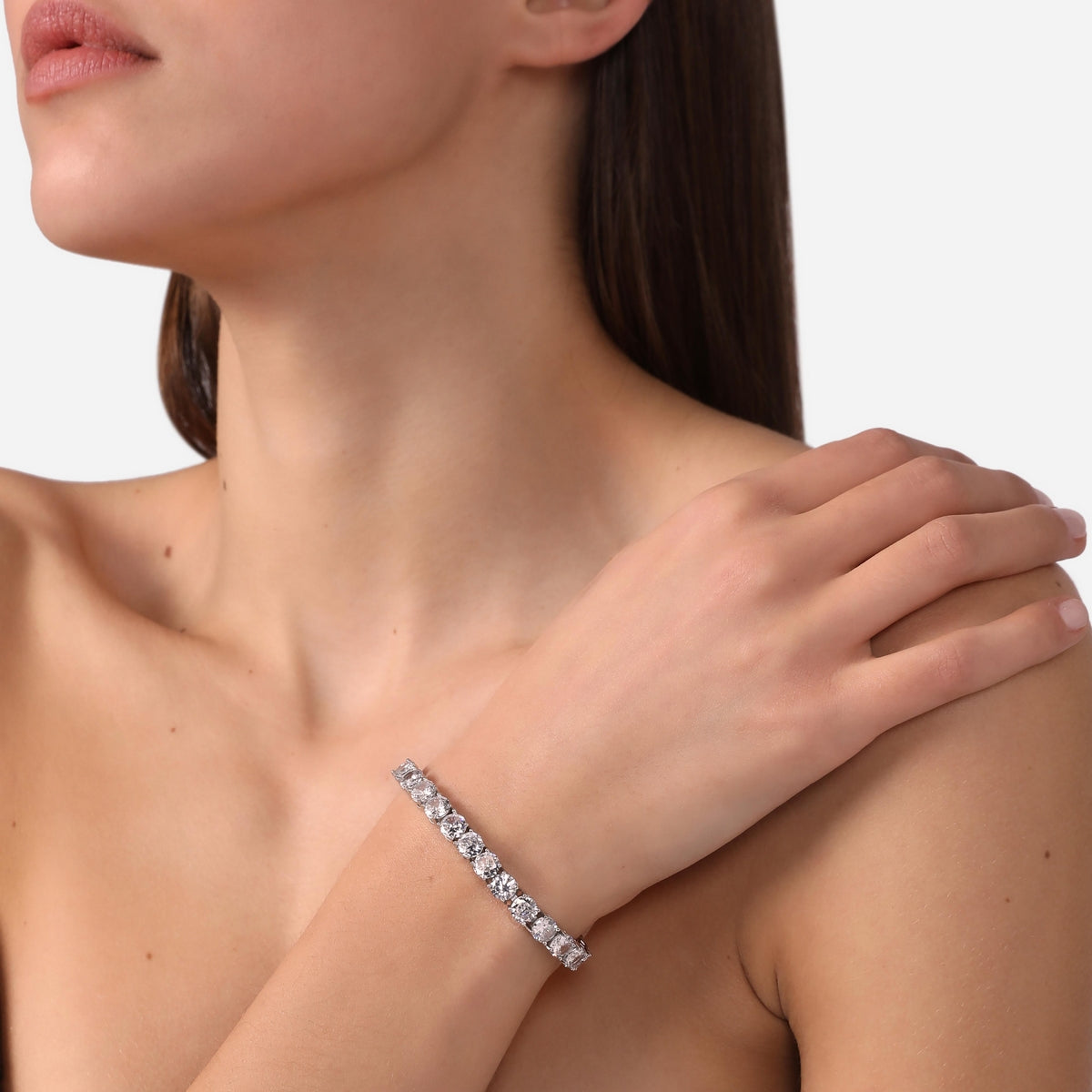 chiara ferragni classic clear diamond stones bracelet