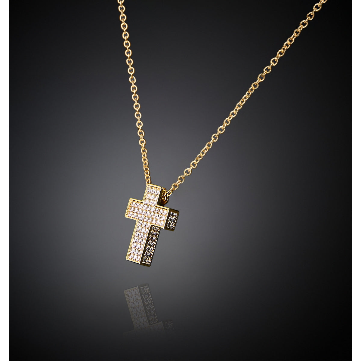 chiara ferragni croci pendant cross+wh cz+yg plated 42+8cm