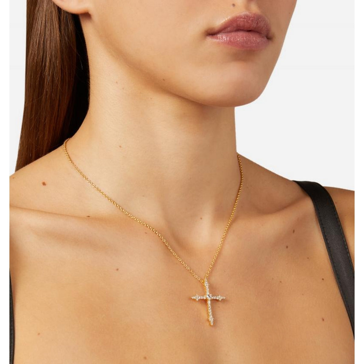 chiara ferragni croci pendant wh cz cross+yg plated 42+8cm