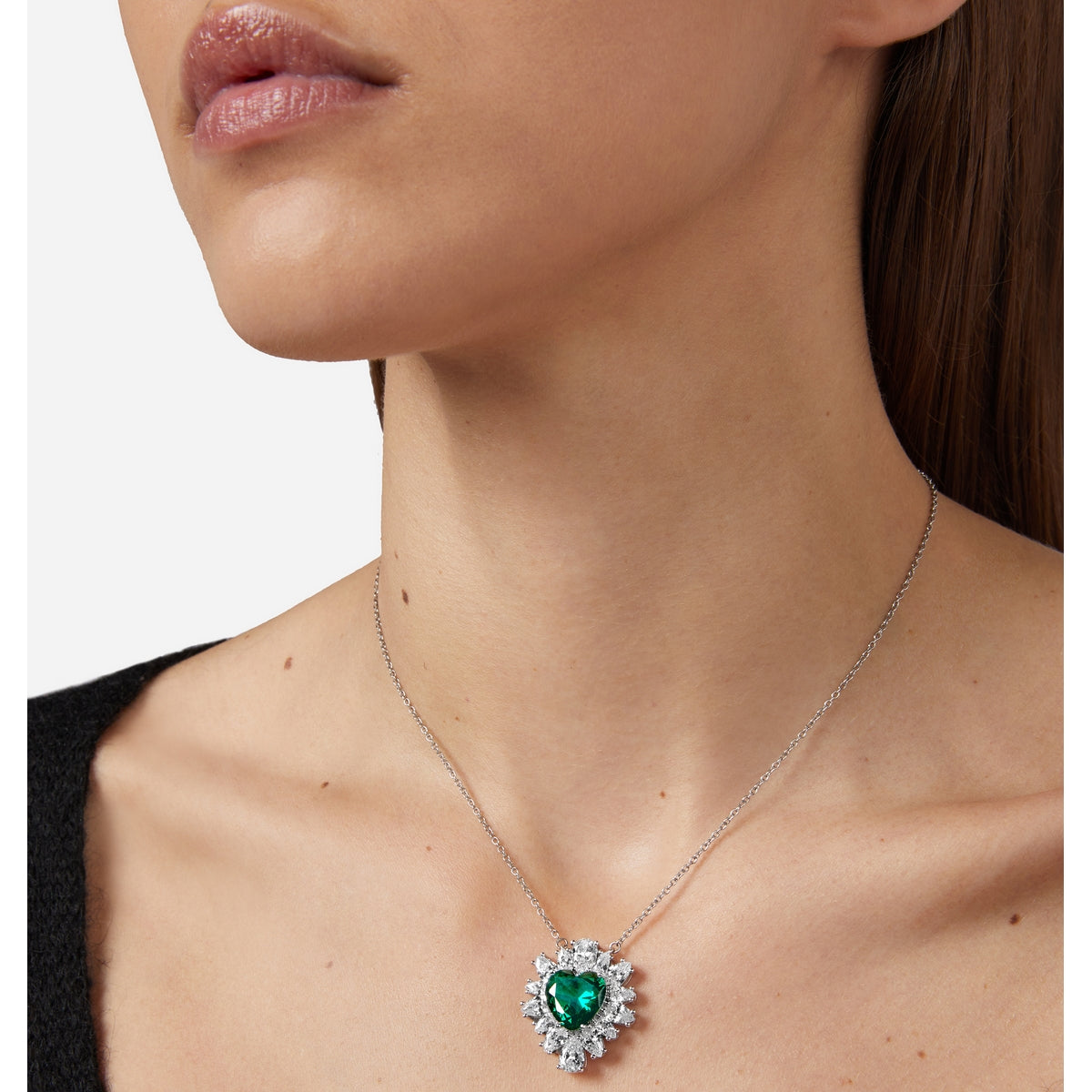 chiara ferragni emerald pendant emerald heart 40+5cm