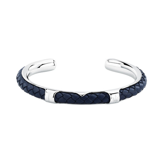 maserati jewels leather bangle ss leather blue 6.5x5.5cm