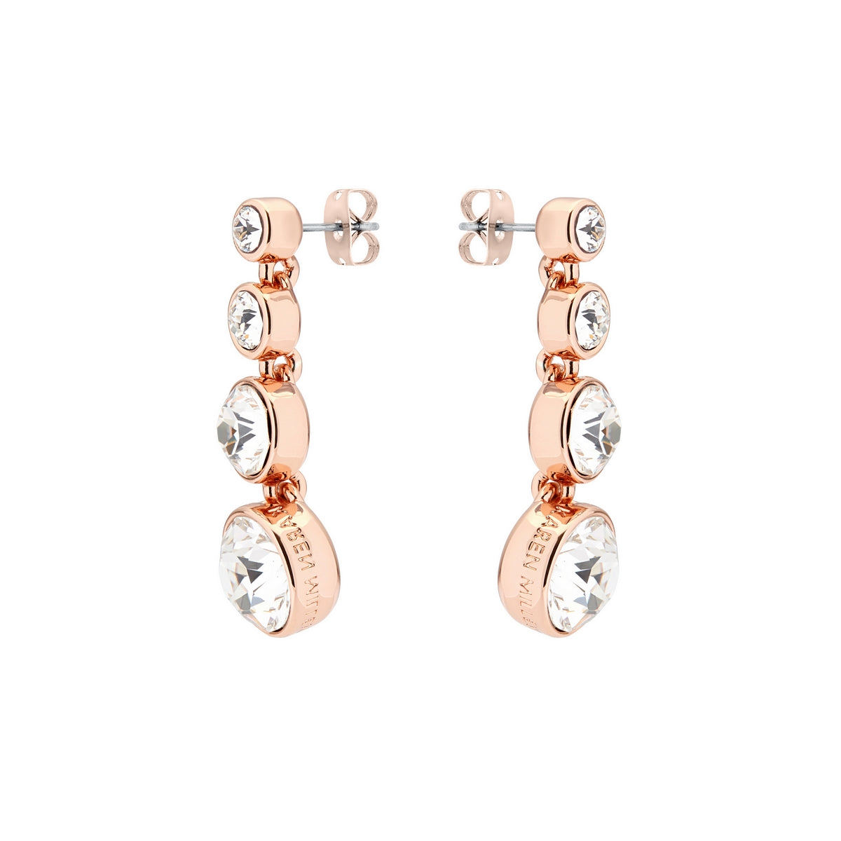 crystal flow rose gold drop earrings