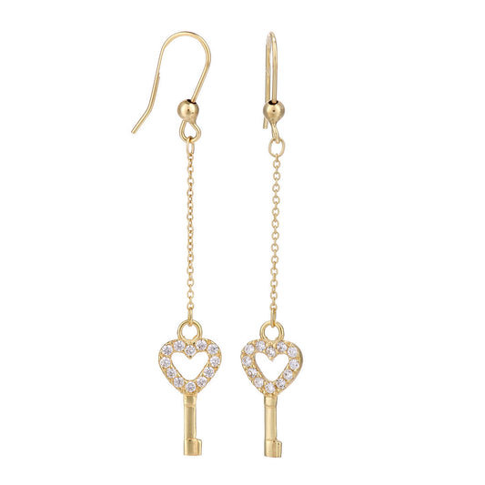 9ct gold (375) yellow gold earring shepherds hook with cubic zirconia