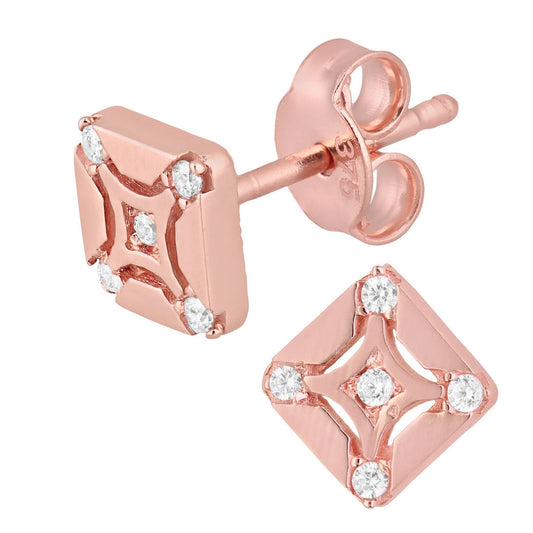 9ct gold (375) rose gold earring post & butterfly with cubic zirconia