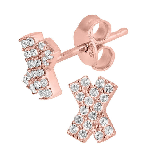 9ct gold (375) rose gold earring post & butterfly with cubic zirconia
