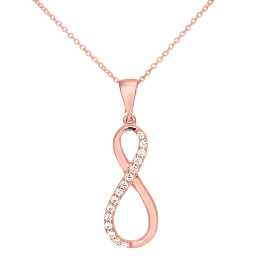 9ct gold (375) rose gold pendant spring ring clasp with cubic zirconia