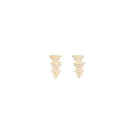uno de 50 triple sense 2.5mm gold plated metals alloy earring with three overlapping triangles.