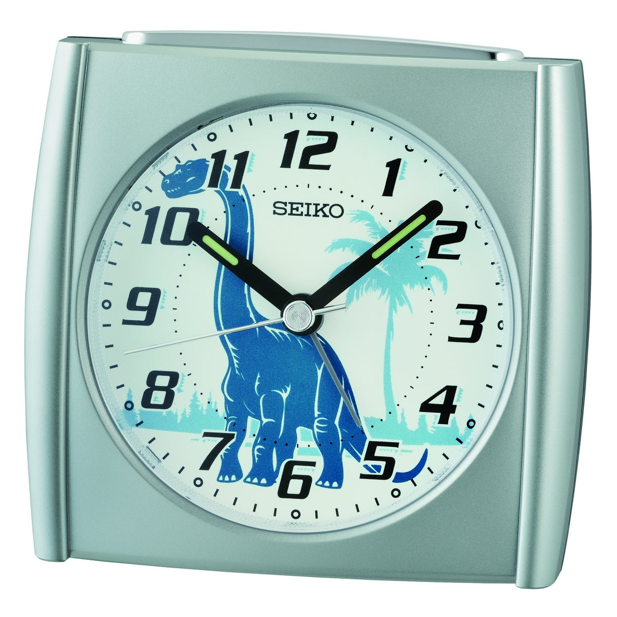 seiko quartz bedside silver brachiosaurus beep alarm clock