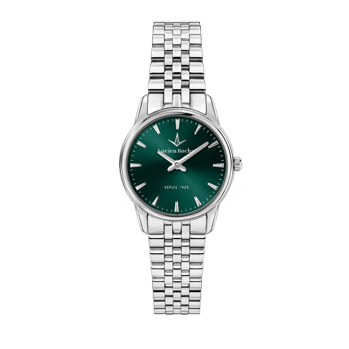 lucien rochat ladies quartz stainless steel green dial bracelet watch