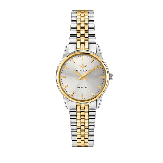 lucien rochat ladies quartz two tone white dial bracelet watch