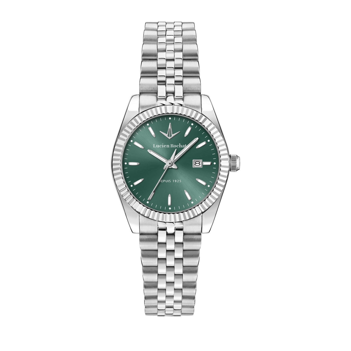 lucien rochat ladies quartz stainless steel green dial bracelet watch