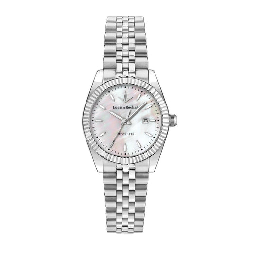 lucien rochat ladies quartz stainless steel mop dial bracelet watch