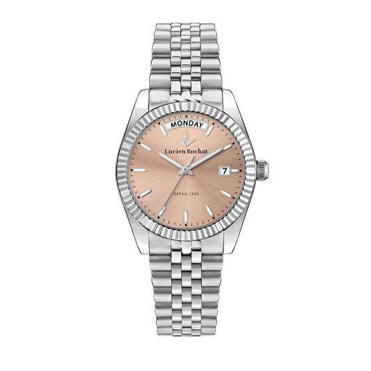 lucien rochat ladies quartz stainless steel pink dial bracelet watch