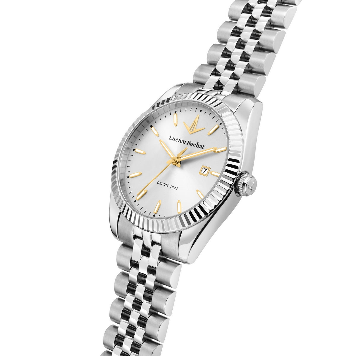 lucien rochat ladies quartz stainless steel silver dial bracelet watch