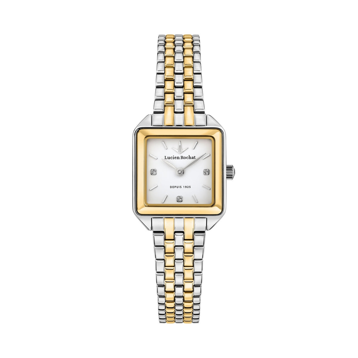 lucien rochat ladies quartz two tone white dial bracelet watch