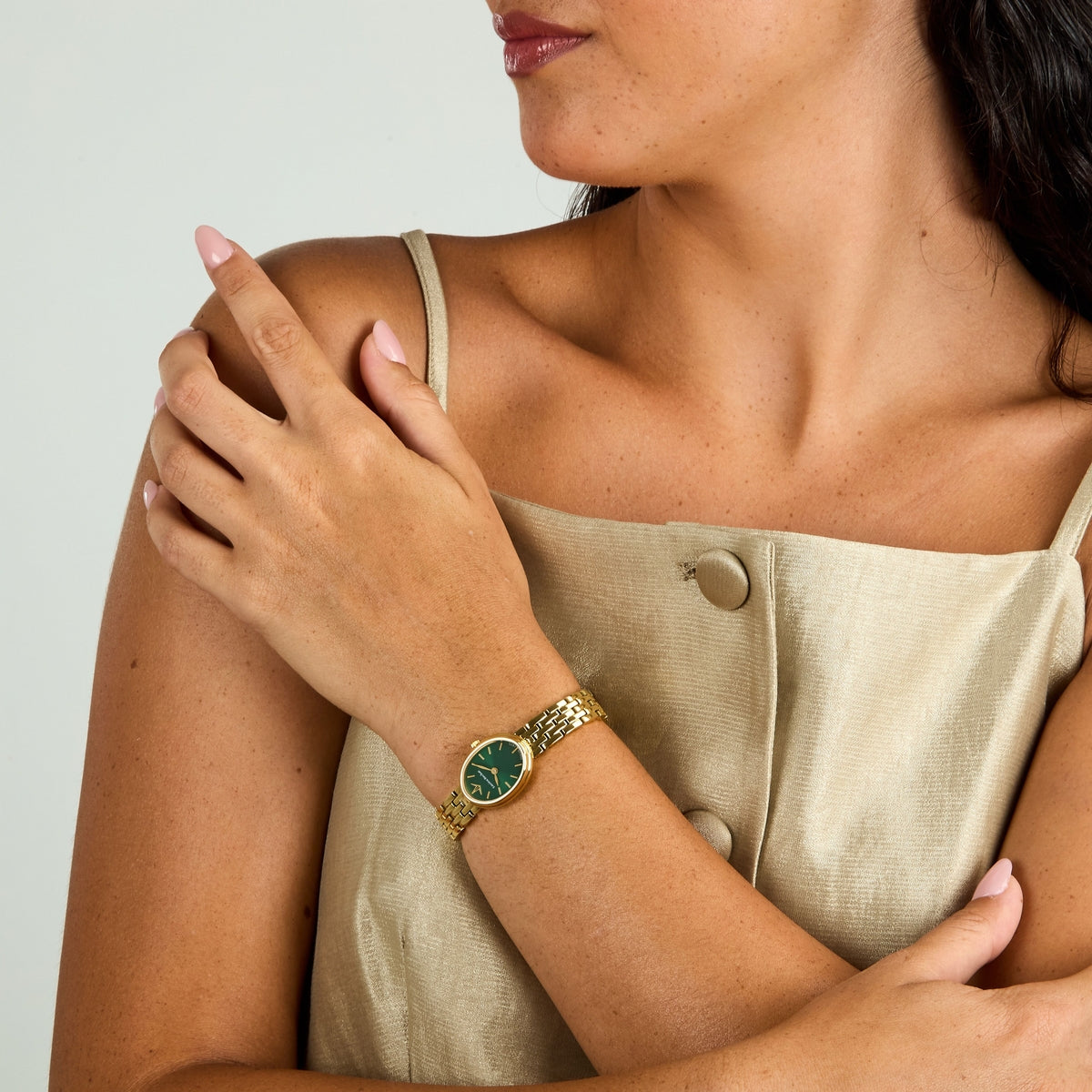 lucien rochat precieux 20mm 2h green dial gold plated bracelet