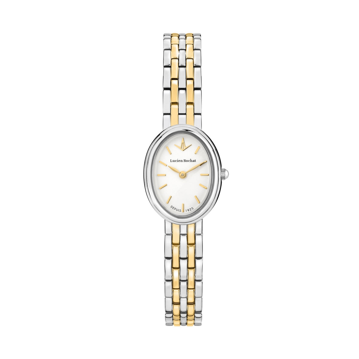lucien rochat precieux 20mm 2h white silver dial two tone bracelet