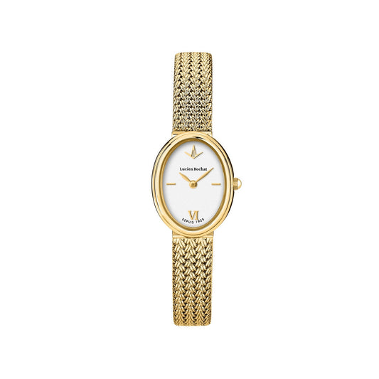lucien rochat precieux 20mm 2h silver dial gold plated mesh band