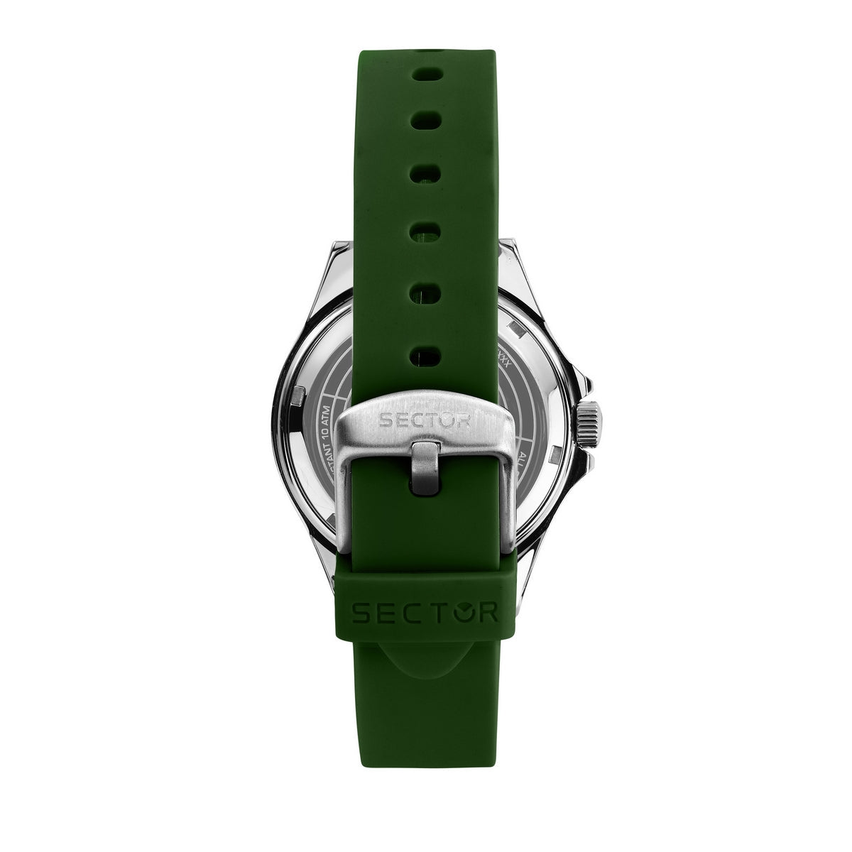 sector 230 39mm 3h green dial green silicone strap