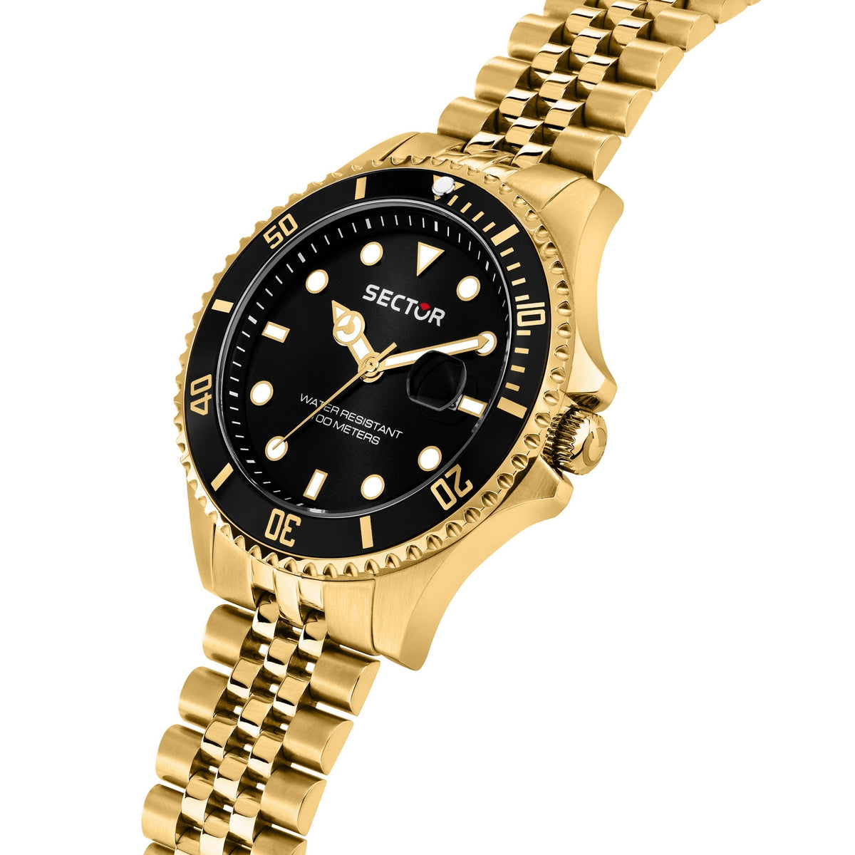 sector 230 43mm 3h black dial bracelet gold plated