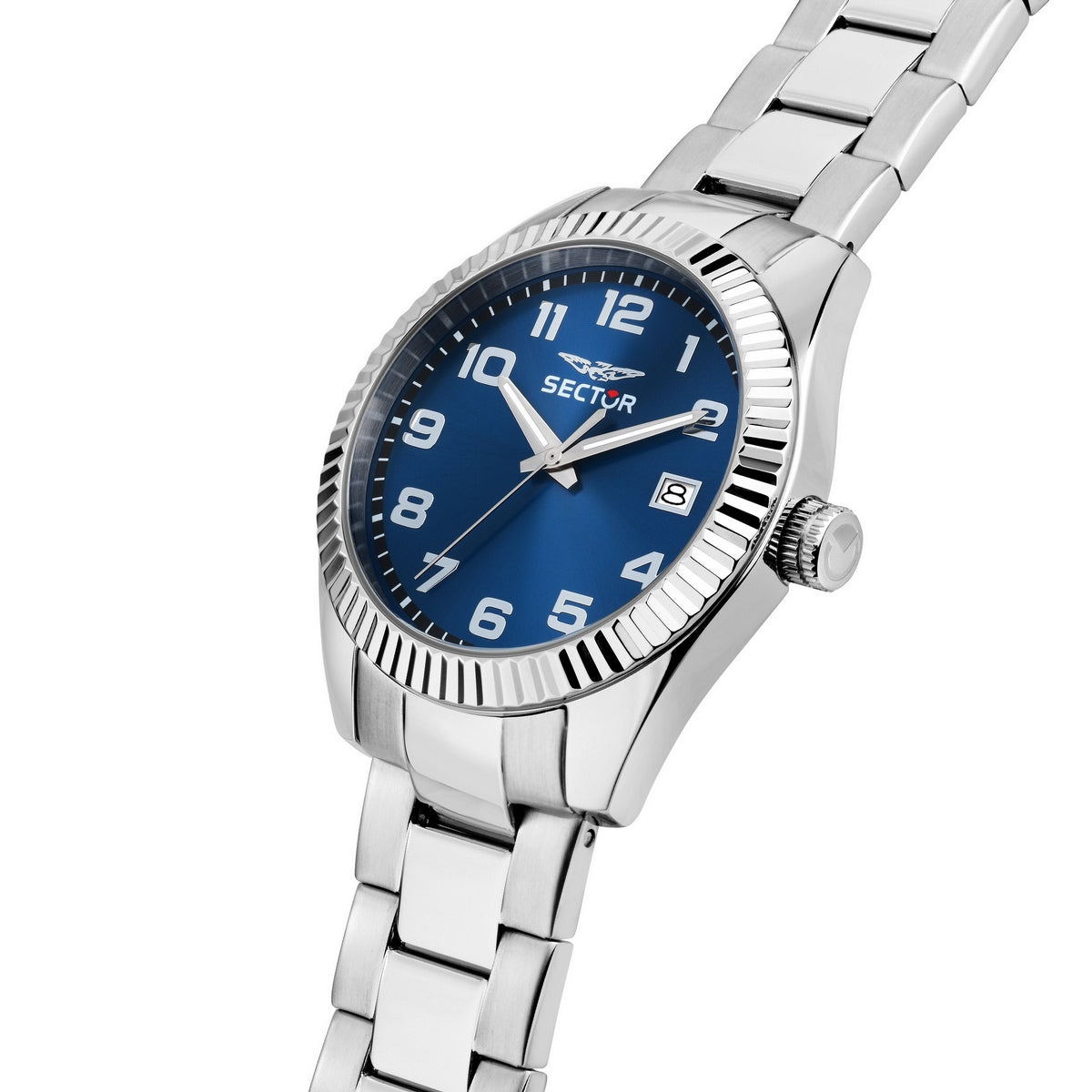 sector 240 39mm 3h blue dial stainless steel bracelet