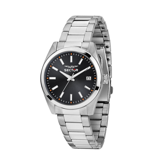 sector no limits 240 37mm 3h black dial stainless steel bracelet watch
